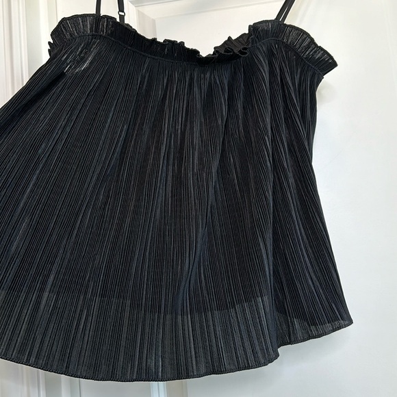 NWT!! MADEWELL WOMEN'S BLACK SLEEVELES NICOLE PLEATED RUFFLE TOP TANK Sz XXS - Picture 2 of 8